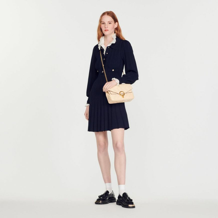 Dresses | Women Sandro Paris Pleated Knit Dress Blue