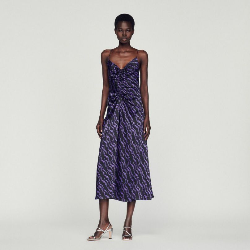 Dresses | Women Sandro Paris Long Dress With Narrow Straps Black / Purple